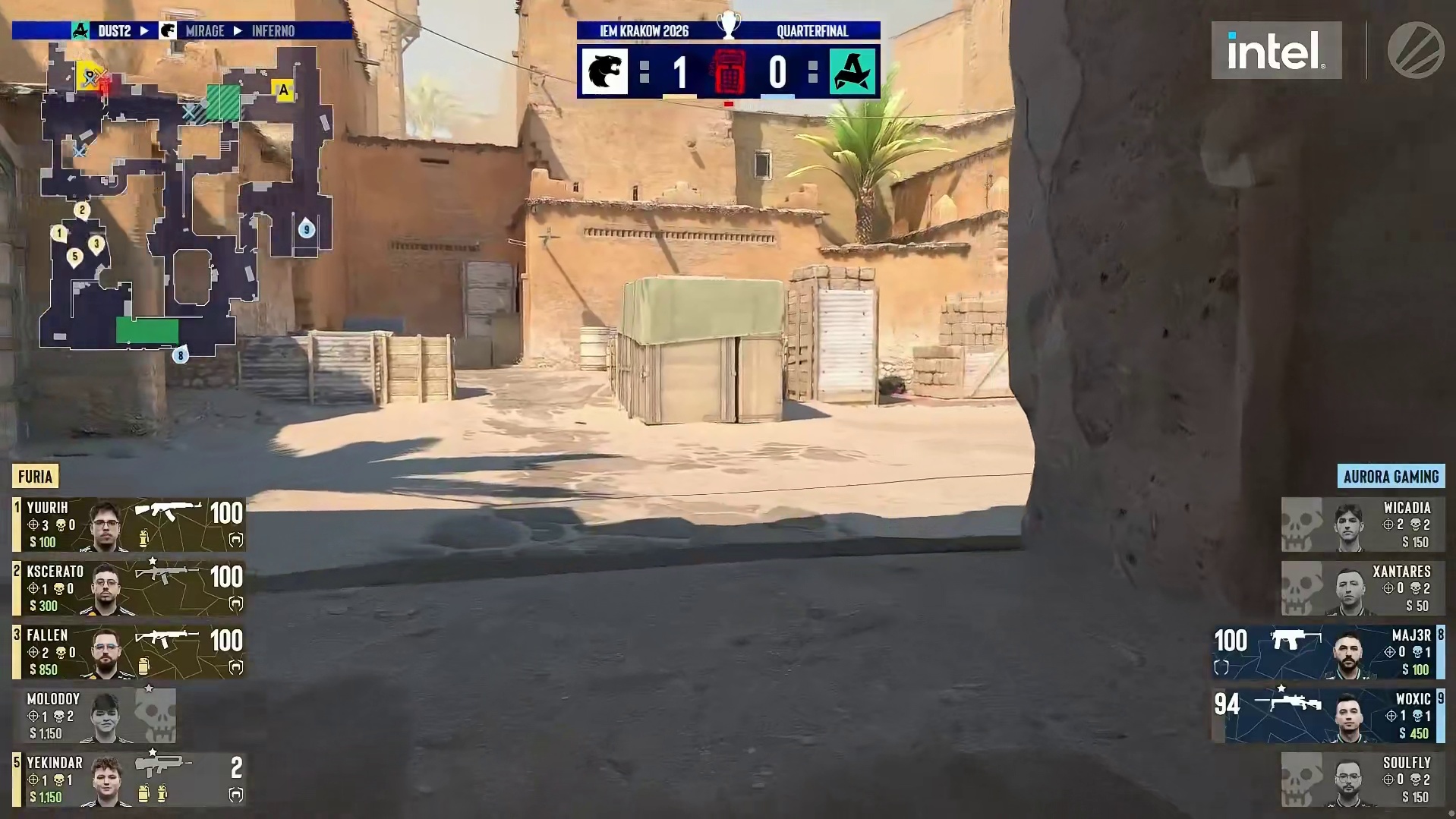 第二回合，Aurora选择强起迎战FURIA，FURIA强势破点B区埋包制胜