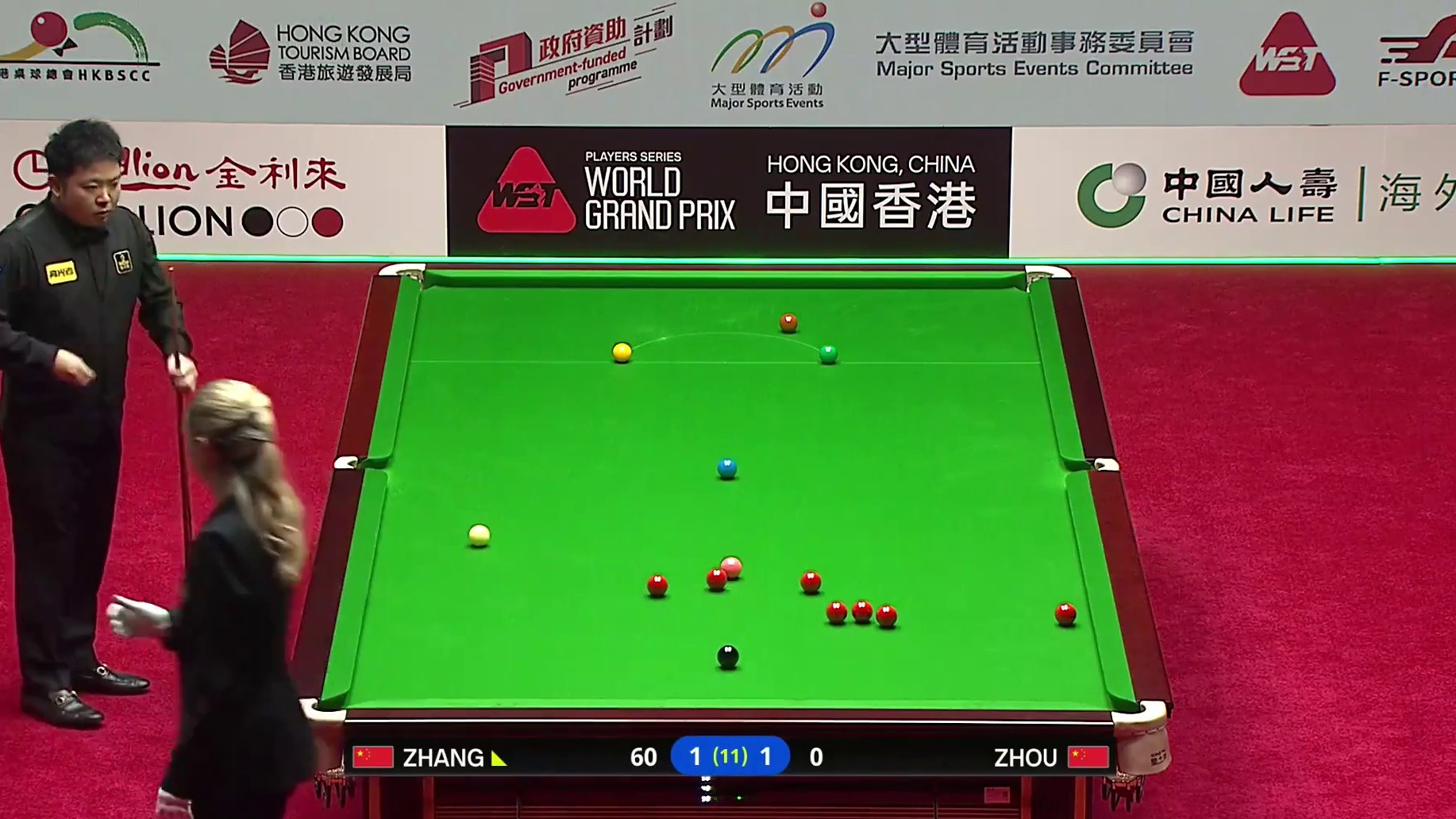 2026斯诺克世界大奖赛，半决赛，张安达VS周跃龙，1比1战平