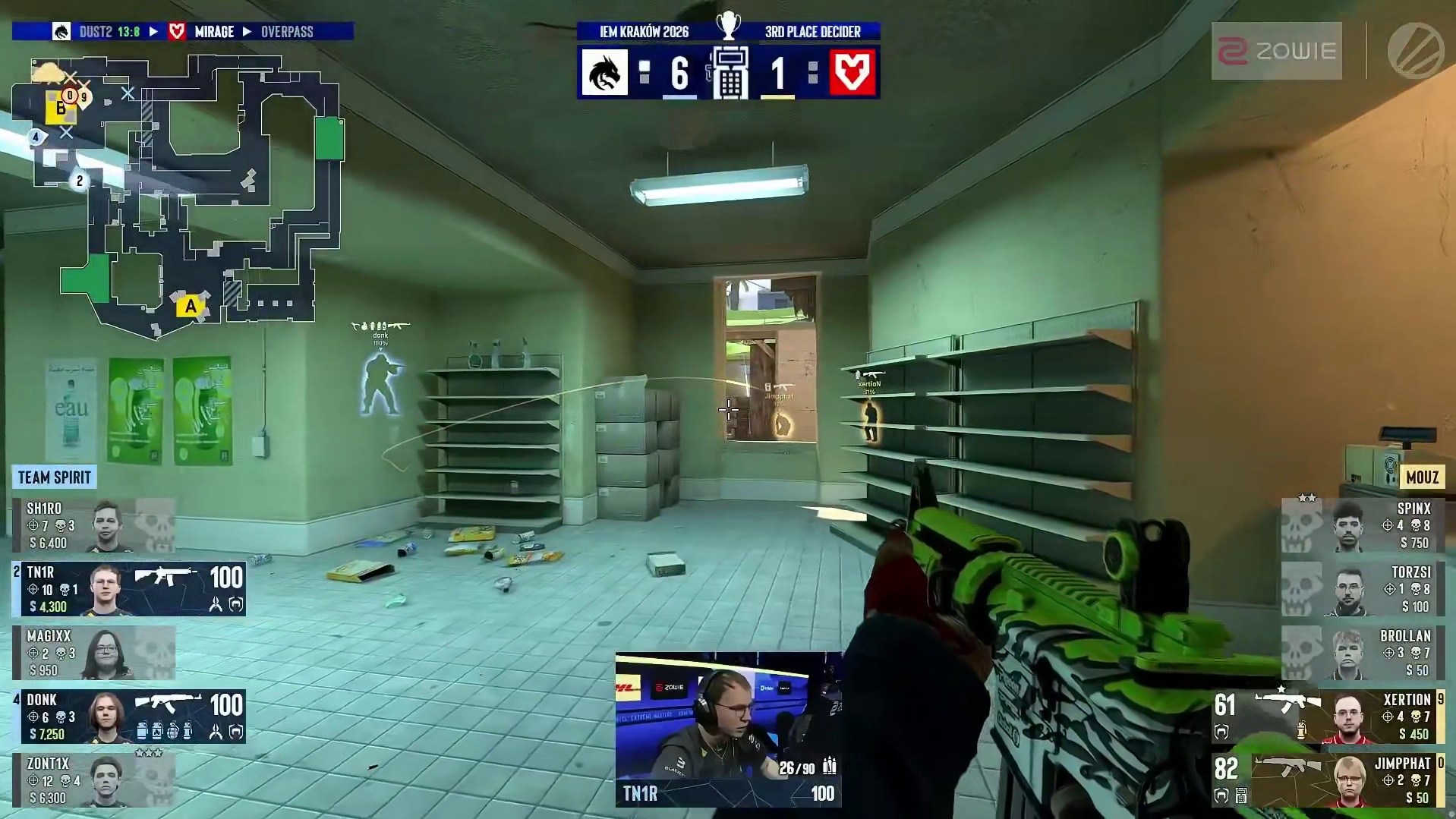 zont1x与donk联手封锁B点，助队伍7-1碾压领先！