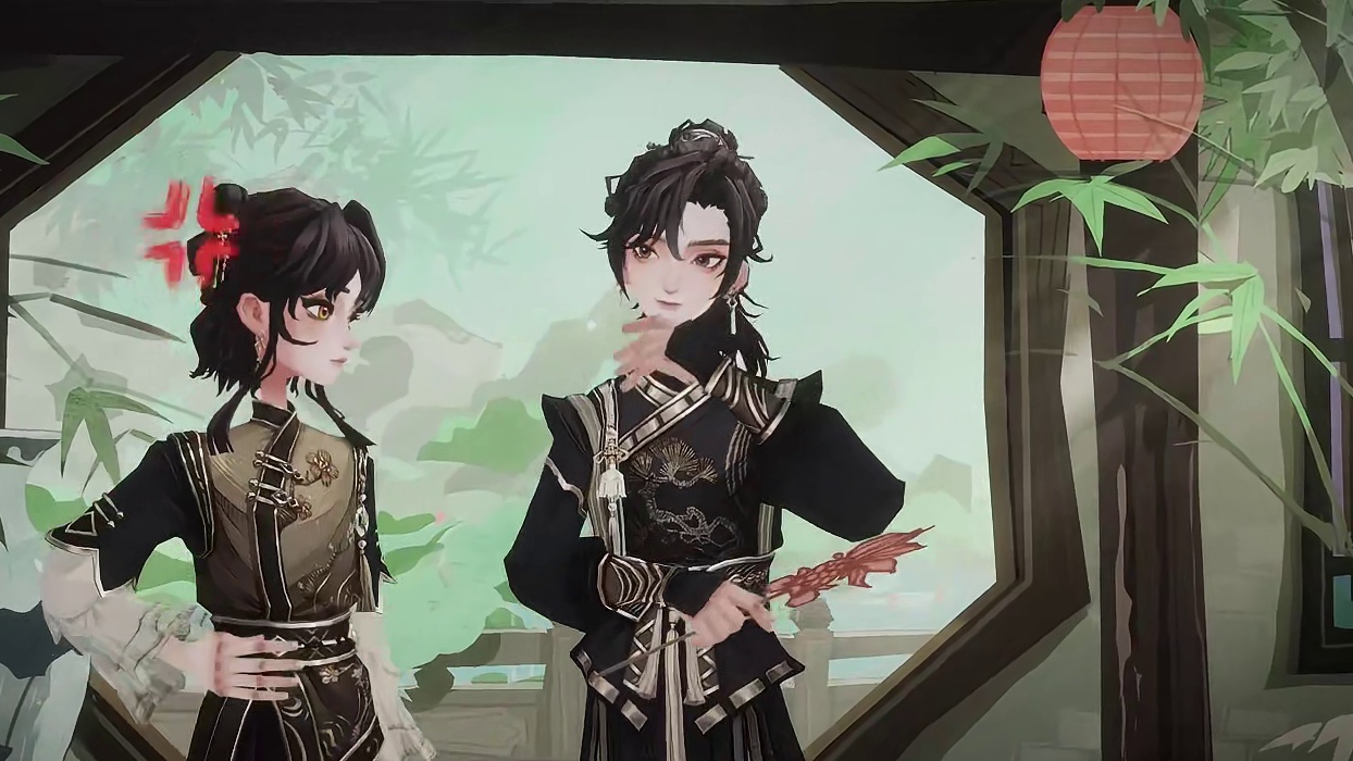 全新时装「墨骨金节」·鉴赏 竹影掩映的庭院深处，一袭国风衣袍的身影舒展画卷。栖于檐角的小雪鸮静静