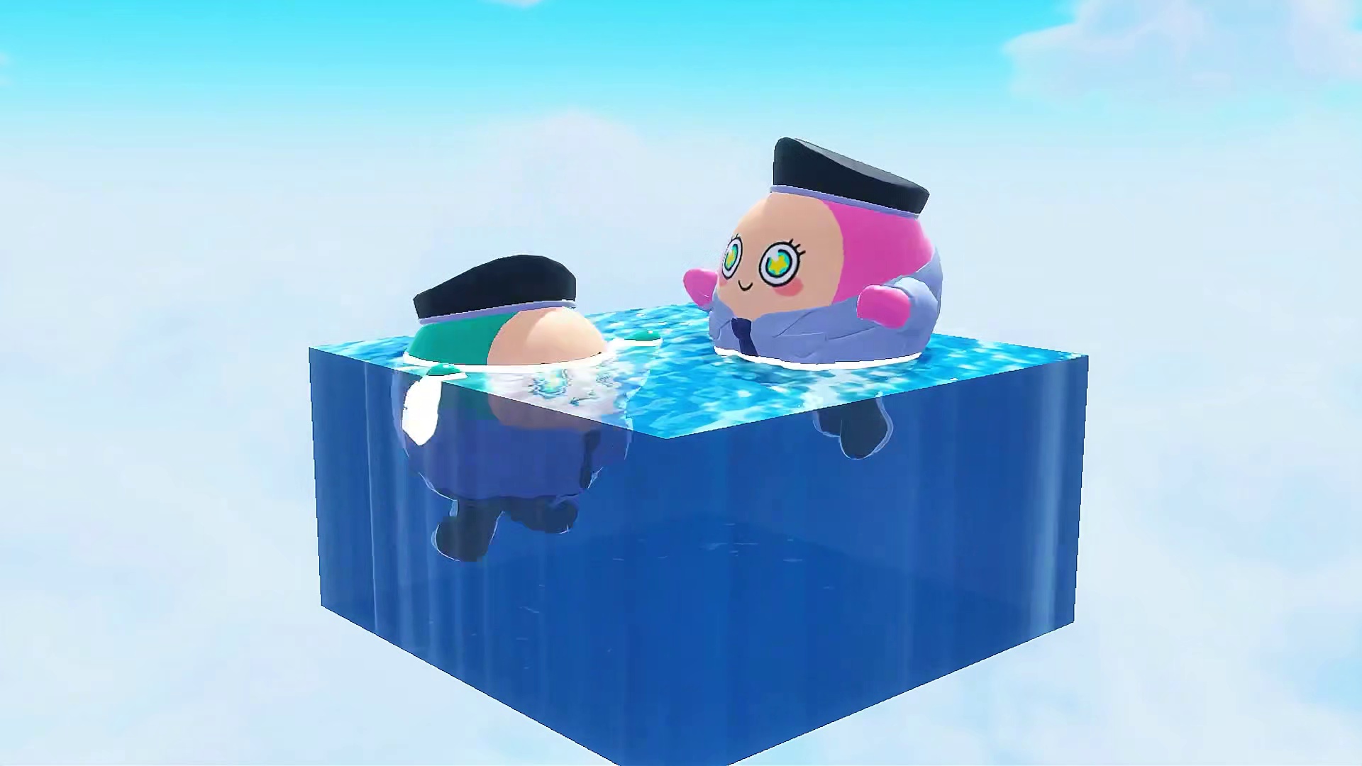 蛋仔派对：开局一个水方块，双人如何生存下去？