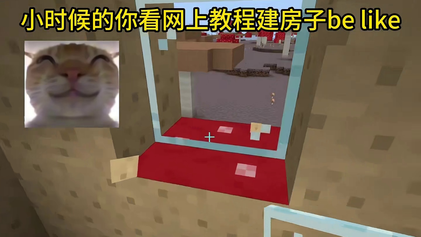 我的世界：小时候的你看网上教程建房子