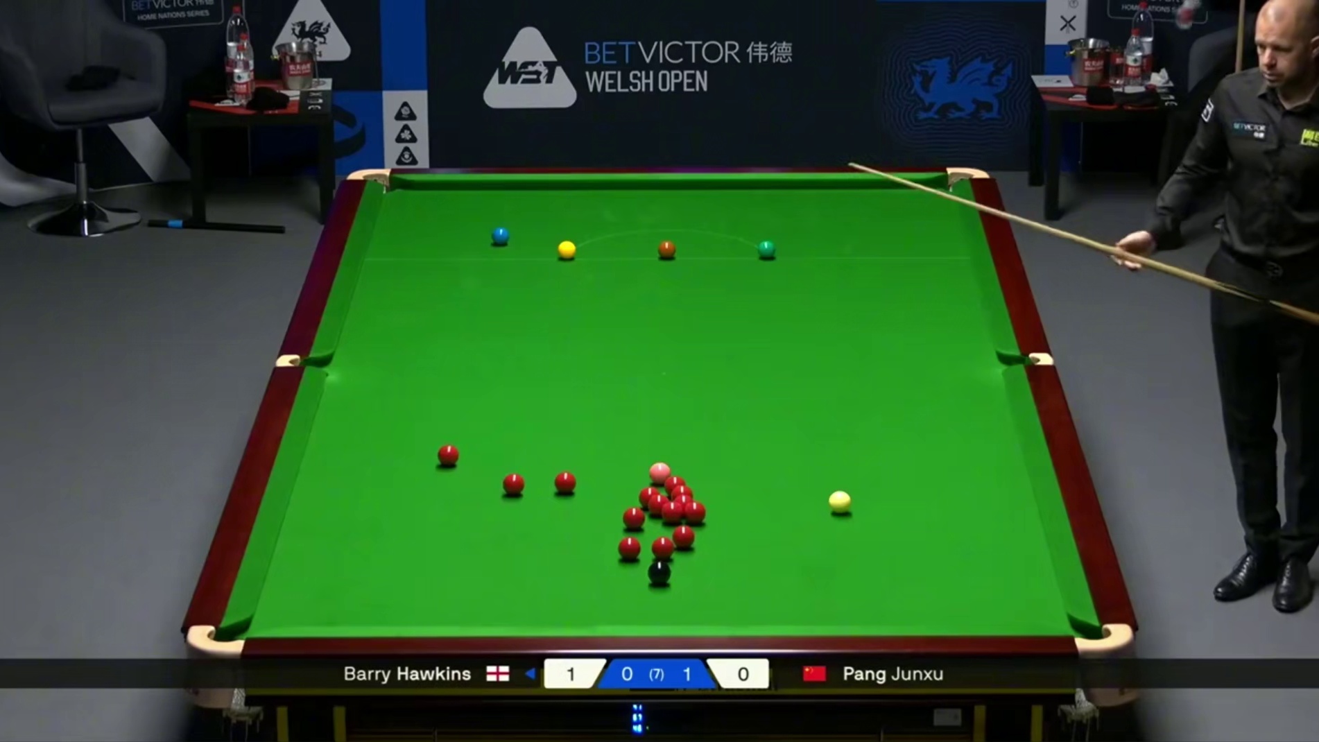 2026斯诺克威尔士公开赛；庞俊旭vs霍金斯