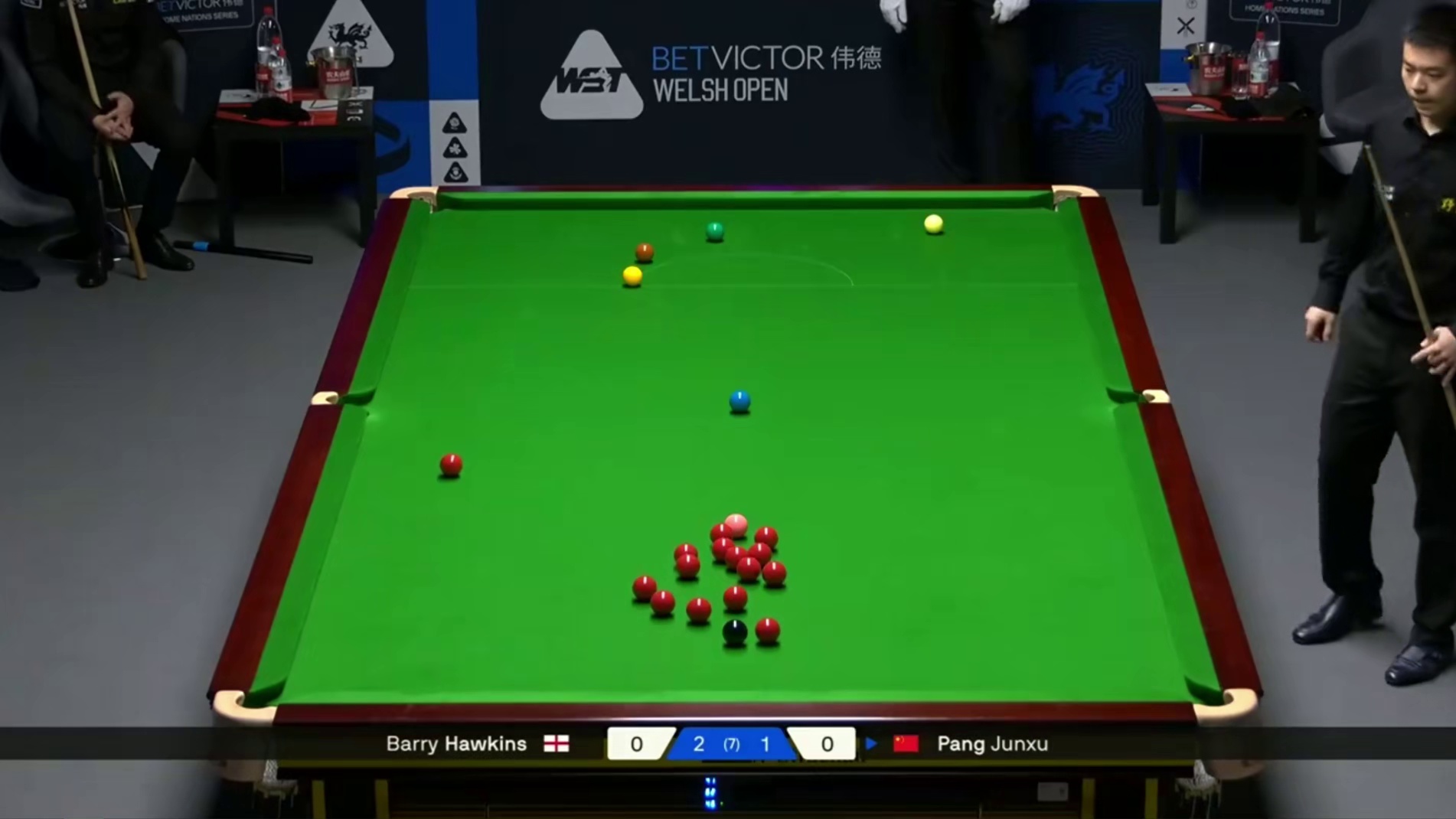 2026斯诺克威尔士公开赛；庞俊旭vs霍金斯