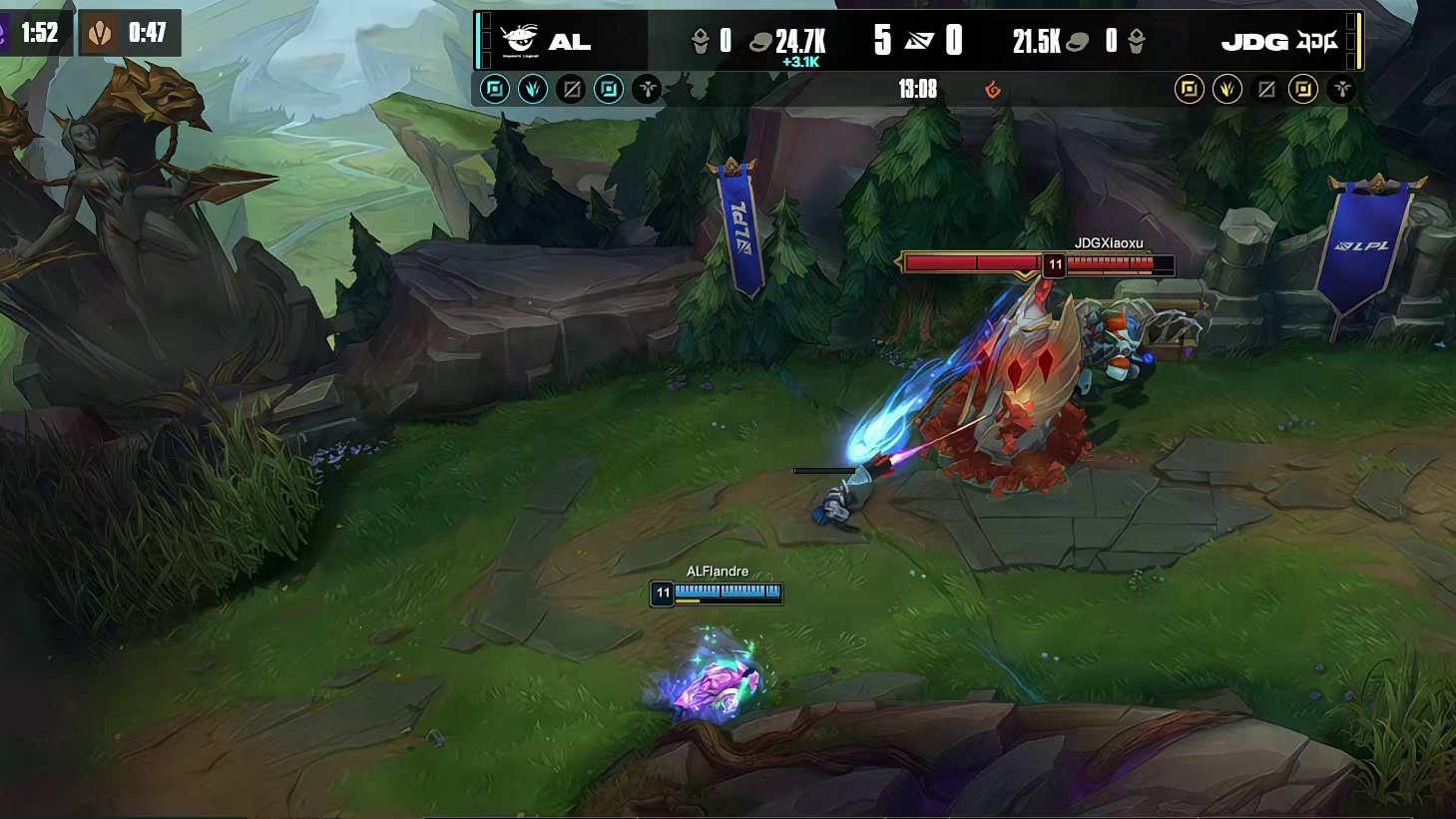 双方河道交战，JunJia潘森被击杀