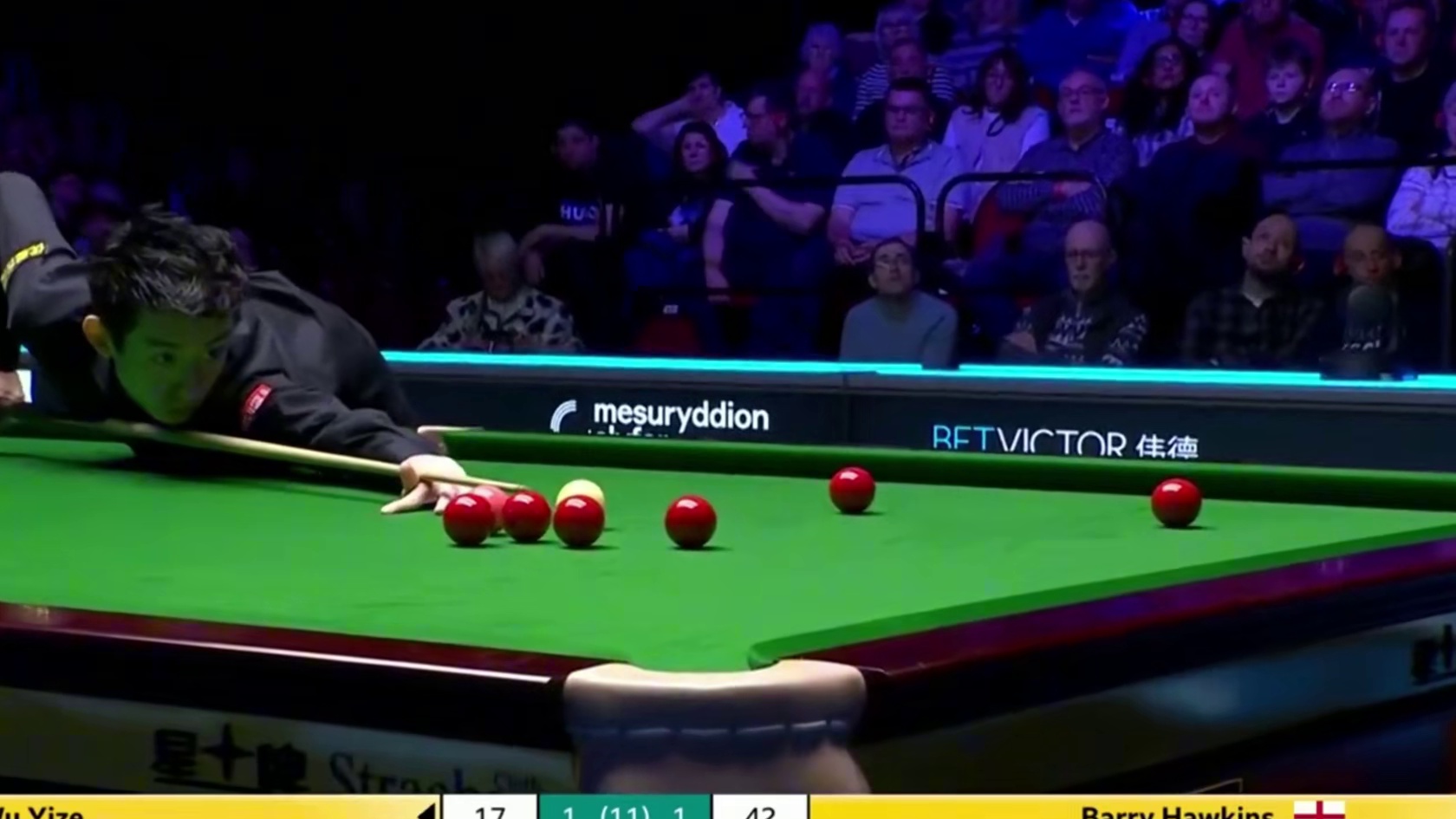 2026斯诺克威尔士公开赛；吴宜泽vs霍金斯