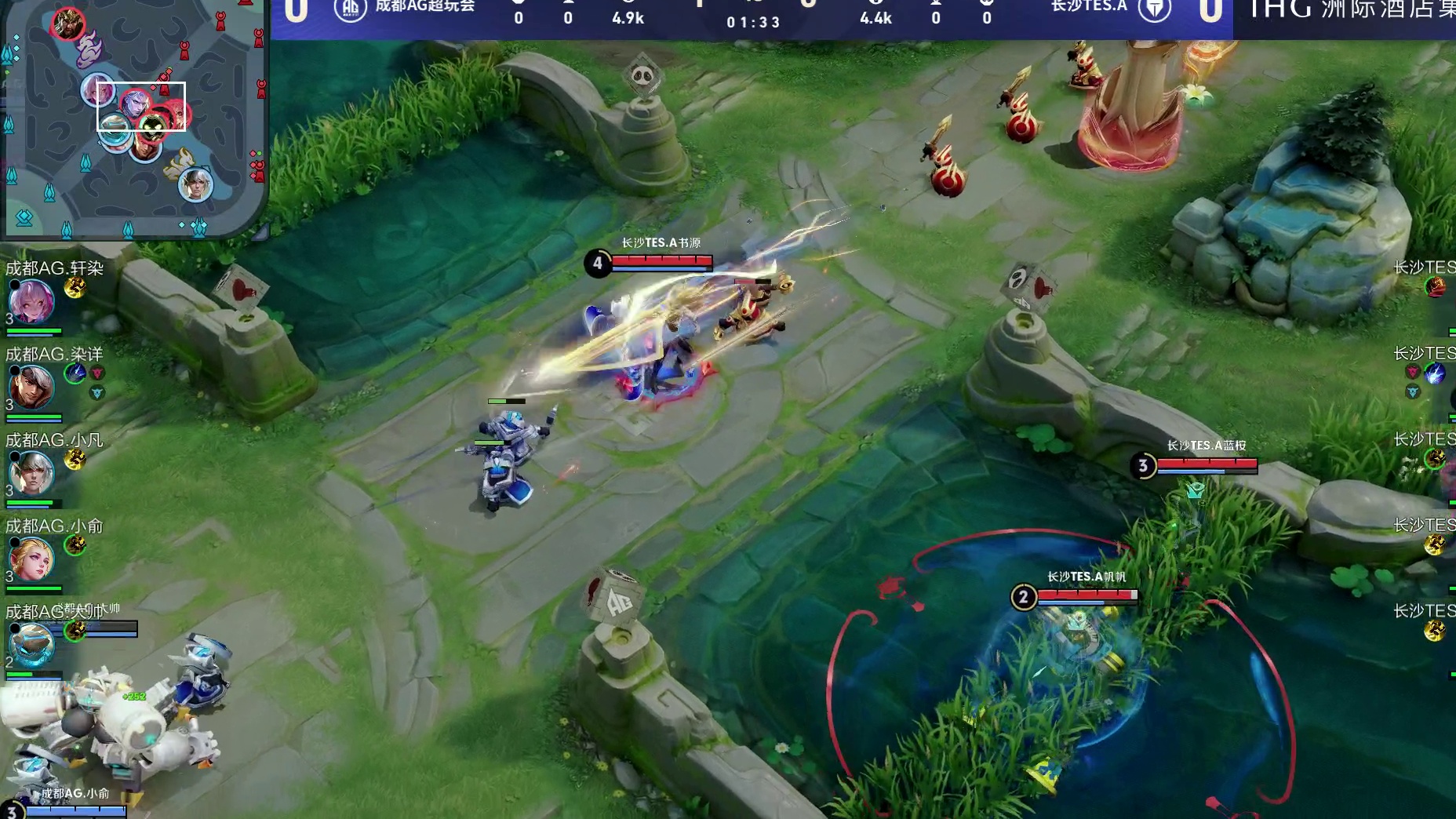 染详夏侯惇脸探草丛，滔搏四人集火击杀夏侯惇