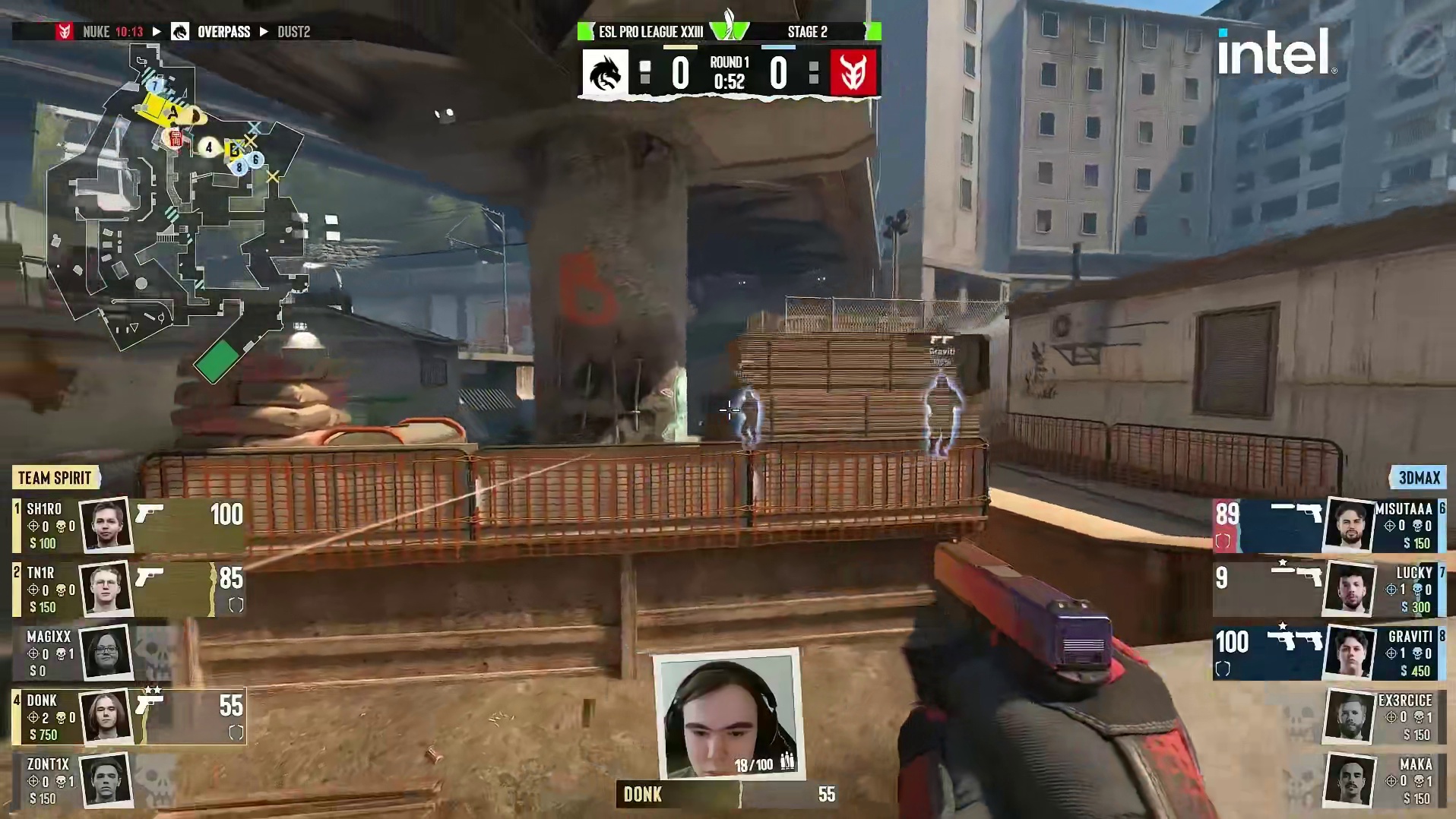 上半场手枪局，3DMAX全歼对方取得回合胜利，3DMAX 1:0 Spirit