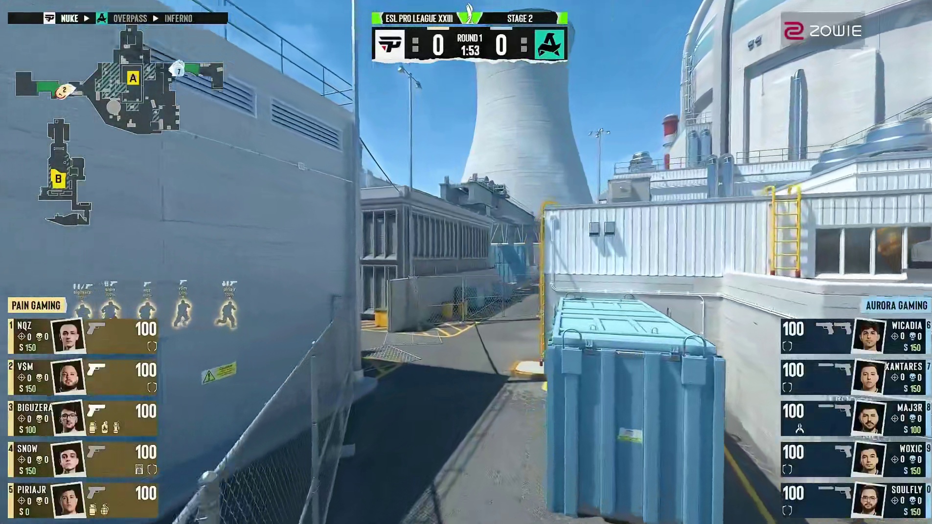 图一 Nuke，Aurora作为防守方、paiN作为进攻方