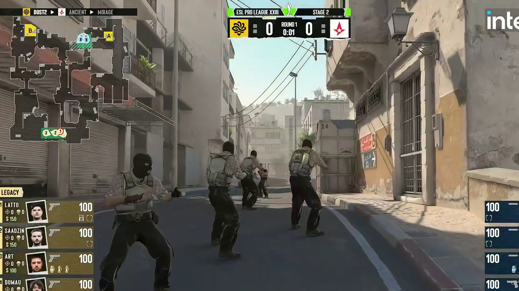 图一 Dust2，Astralis作为防守方、Legacy作为进攻方