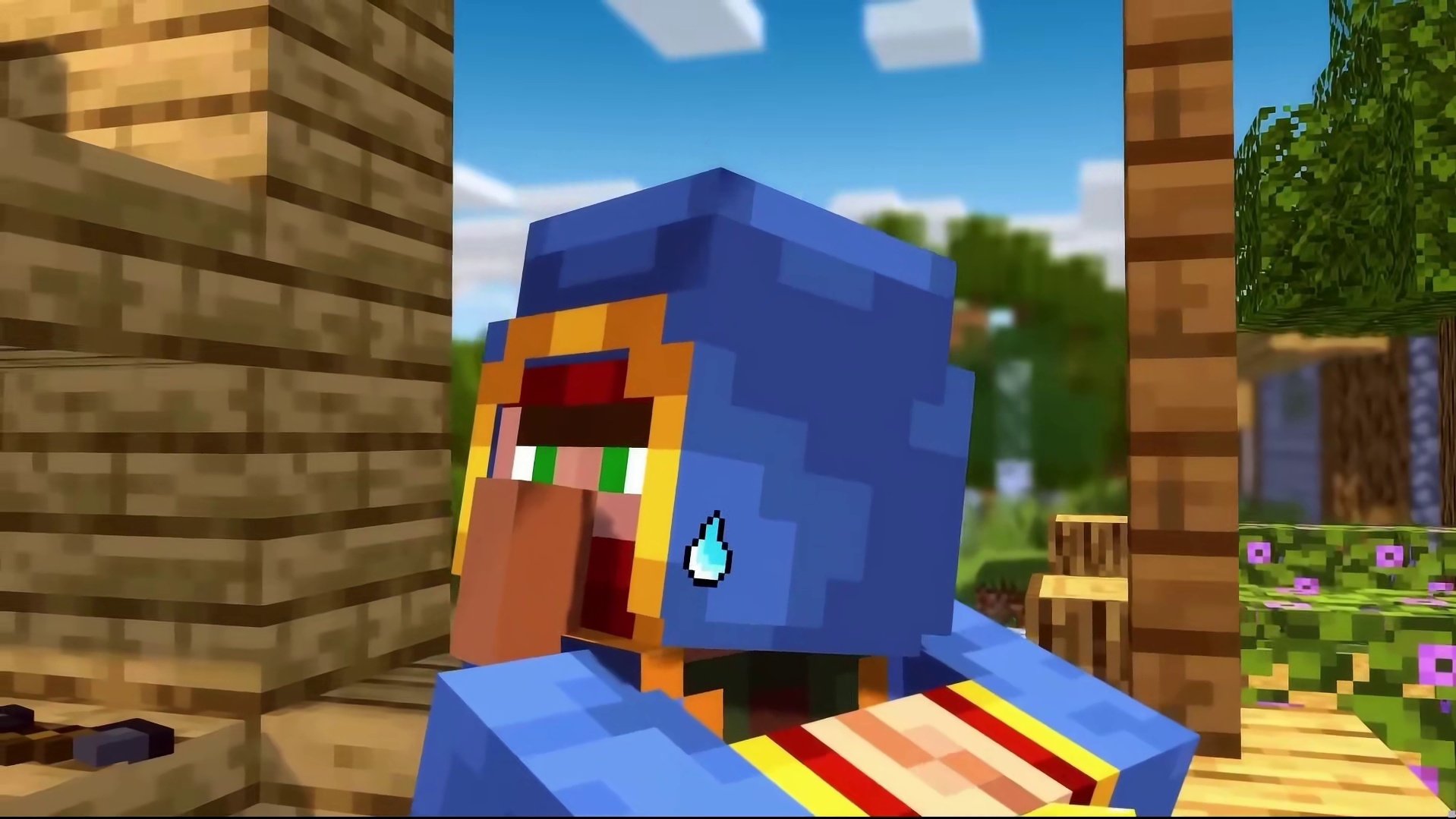 MC搞笑动画：小花被巫师下魔药黑化，晚上偷偷破坏村子！ #我的世界中国版#我的世界共庆团圆#我的世界