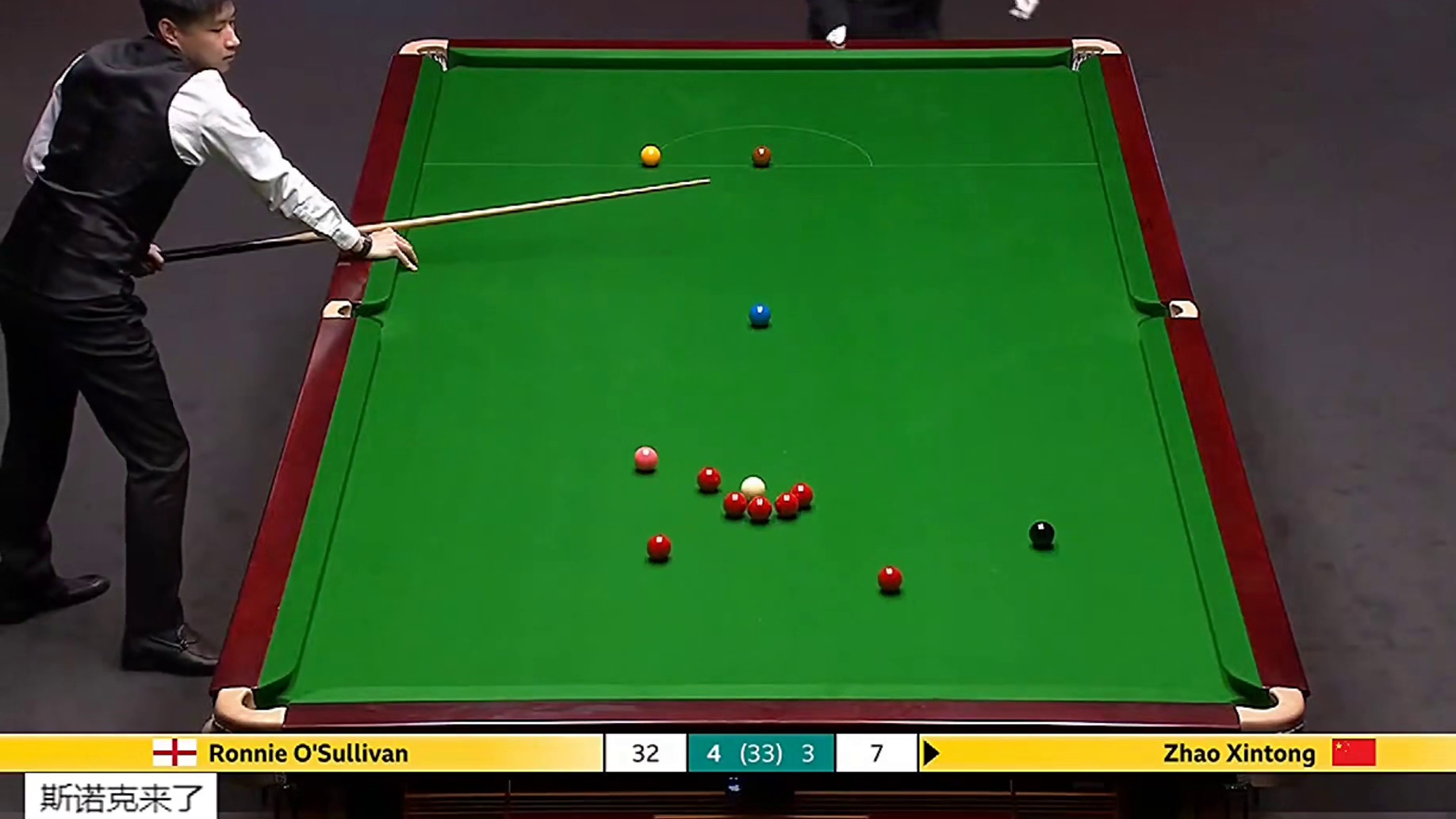 世锦赛师徒大战第八集！赵心童暴力进攻打坏球台，大秀黑球全场沸腾追平比分