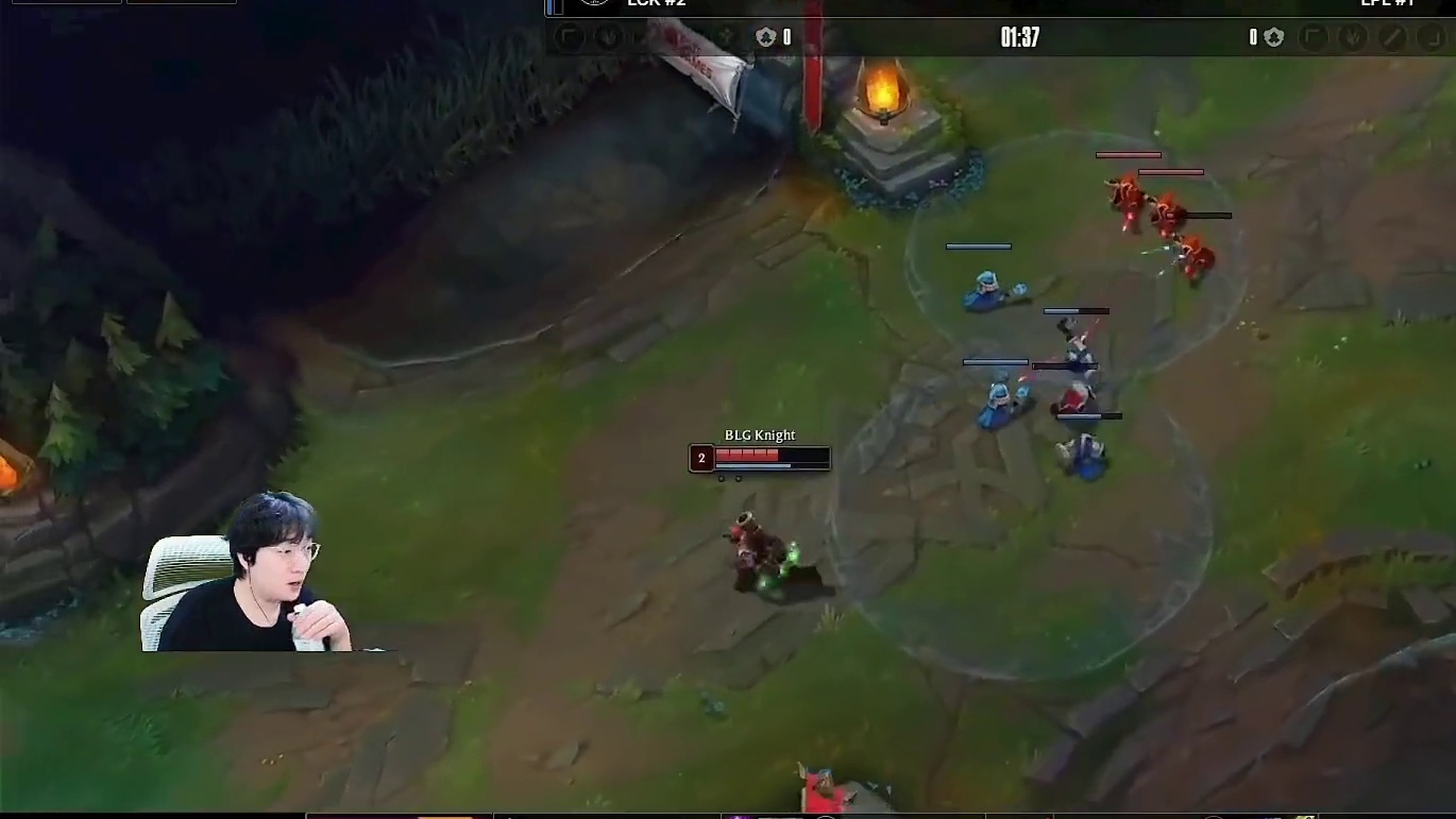 韩国官方解说主播看 战神吕布BIN碾压BFX BLG VS BFX 第一把