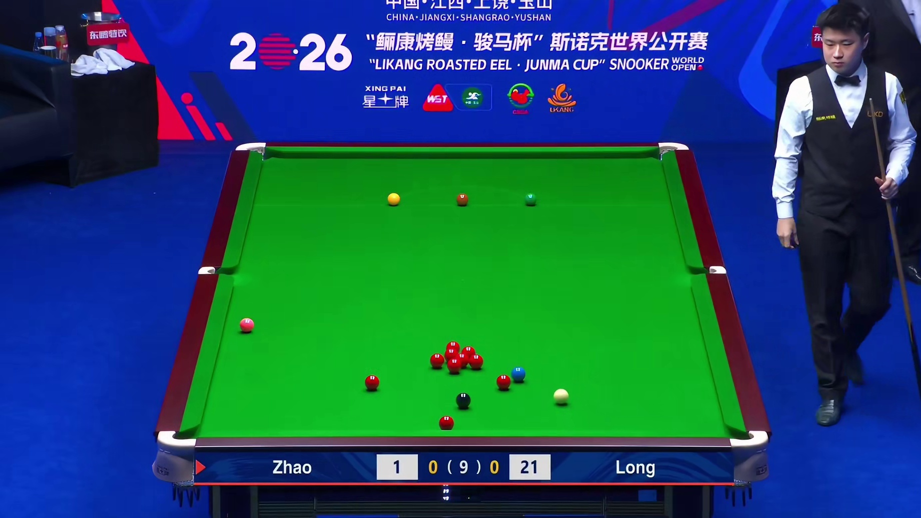 2026世界公开赛，赵心童vs龙泽煌，首局旗开得胜！