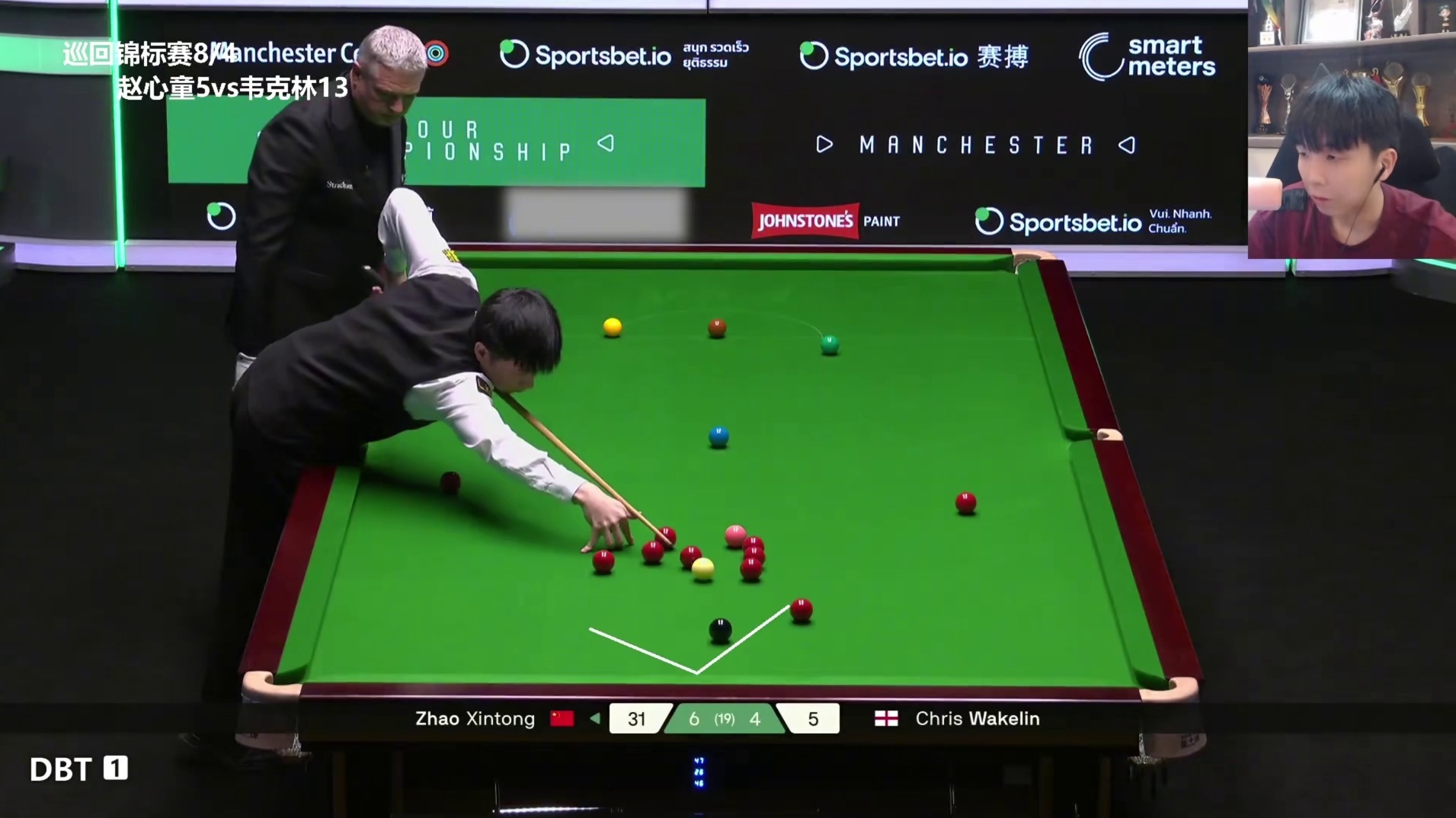 赵心童清彩球上演不走路流清台，原来打球这么轻松，韦克林麻了