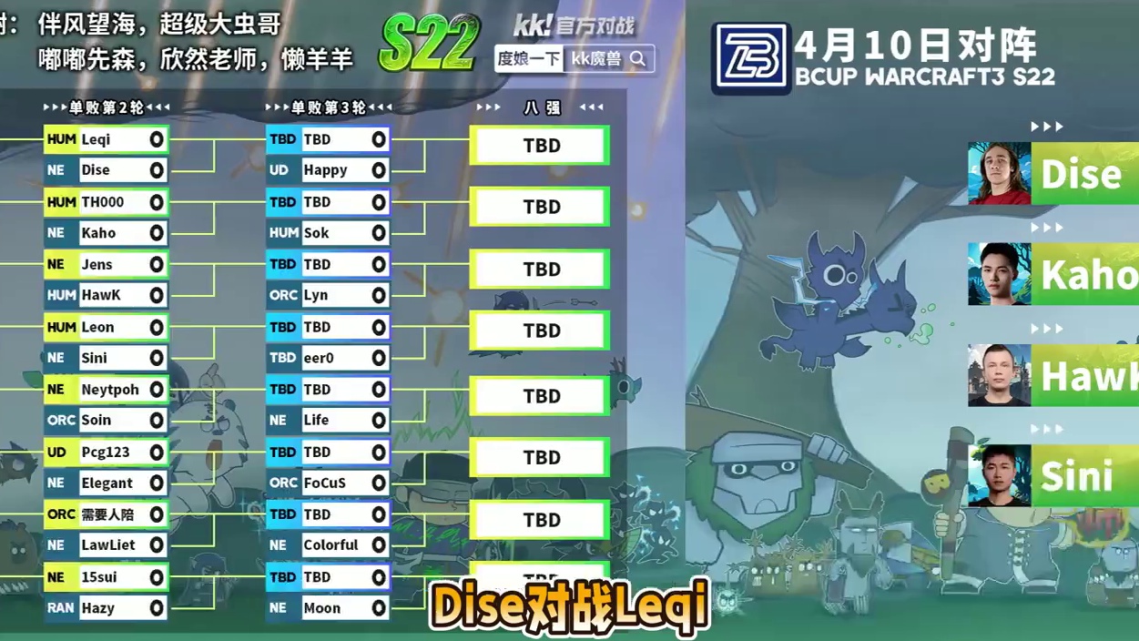 Kaho，TH000领衔登场！ 4月10日19点直播Bcup魔兽争霸赛第22赛季单淘第3天，BM解说