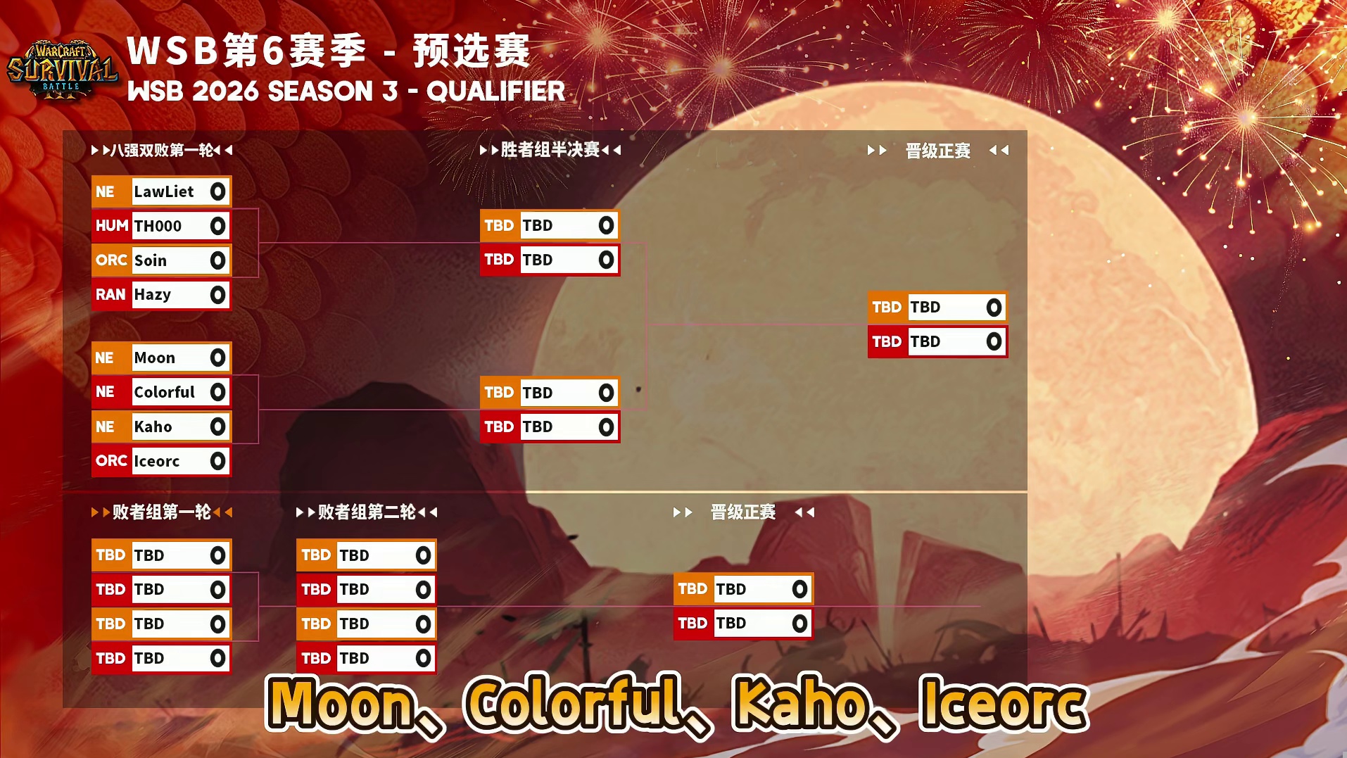Moon，TH000，Kaho，Hazy，彩色，eer0登场 4月20日19点直播韩国WSB魔兽争霸