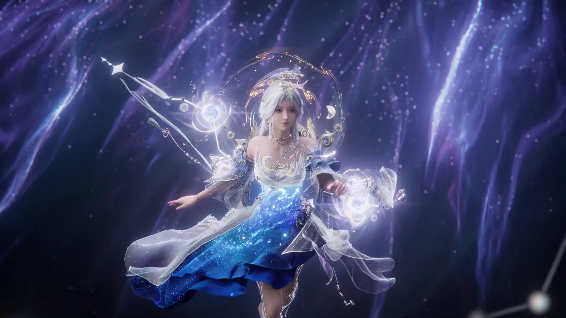 星辰之海里轮转的宿命，交汇于观星的“双子”之身，与群星同辉，于世界闪耀。
 
全新时装套装【星流溯光