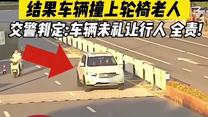 开车的傻呀！看不到前方有人？还是坐轮椅的人？