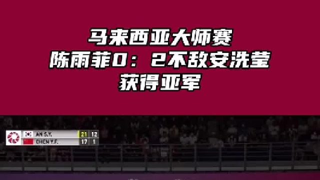 马来西亚大师赛 陈雨菲0：2不敌安洗莹 获得亚军