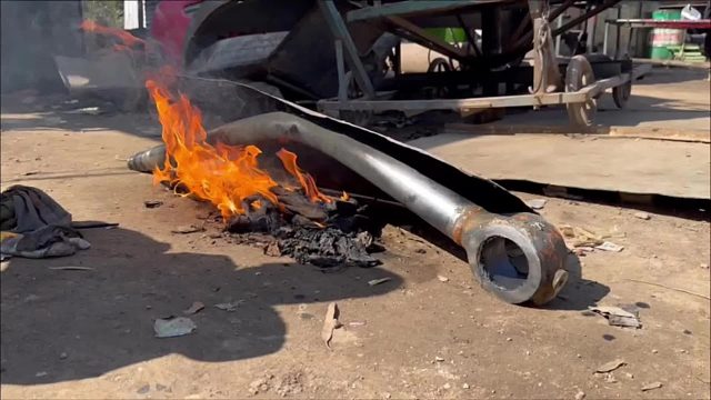 巴铁师傅修复弯曲的挖掘机液压活塞杆全过程