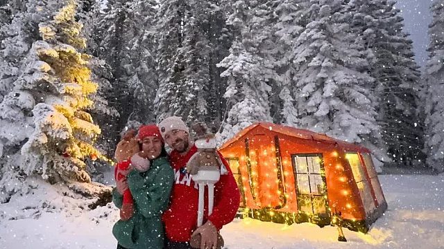 夫妻俩沉浸式精致雪天露营