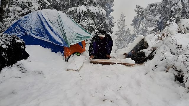 一人两狗的雪中露营是什么体验