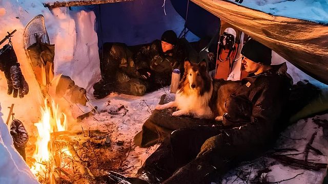 兄弟俩和一狗的雪天露营