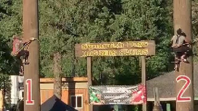 加拿大的爬杆子比赛，以最快的速度上去