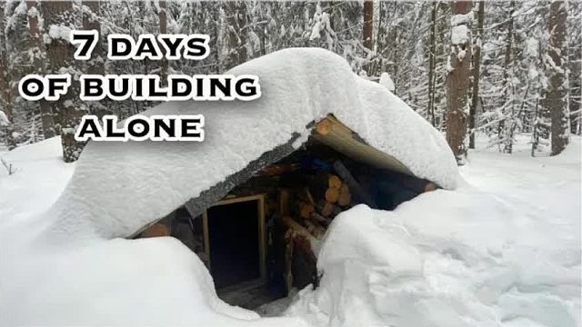 小伙顶着暴风雪，极限速建地下豪华木屋，总耗时7天1小时22分钟
