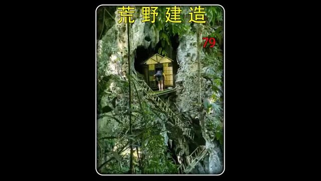第79集 荒野建造：女子独自搭建十多米高的悬崖庇护所，内部别有洞天，全程不使用任何电动辅助工具