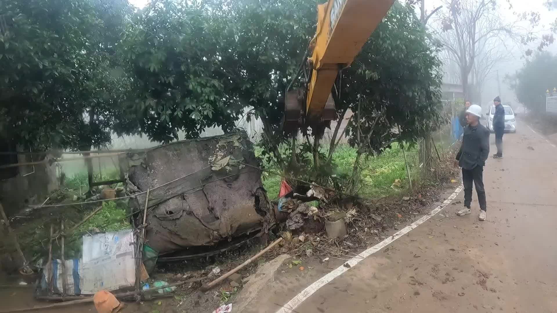 拆旧屋修新屋，挖一个地下室。很多的菜浪费了，桂花树可惜。