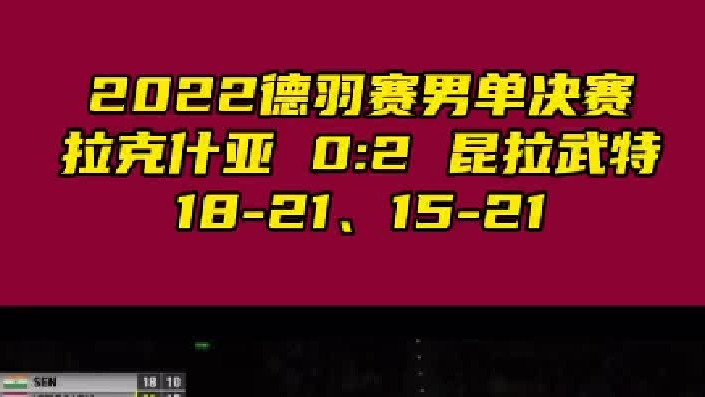 男单决赛，拉克什亚 0 -2 昆拉武特 18-21、15-21