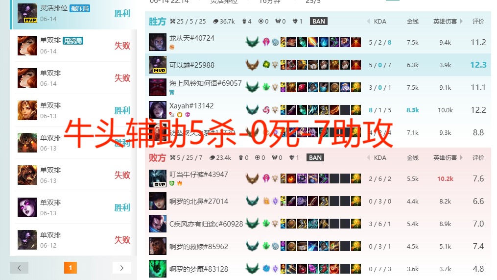 牛头辅助5杀-0死-7助攻#lol #游戏日常 #击杀集锦 #下饭操作 #细节操作