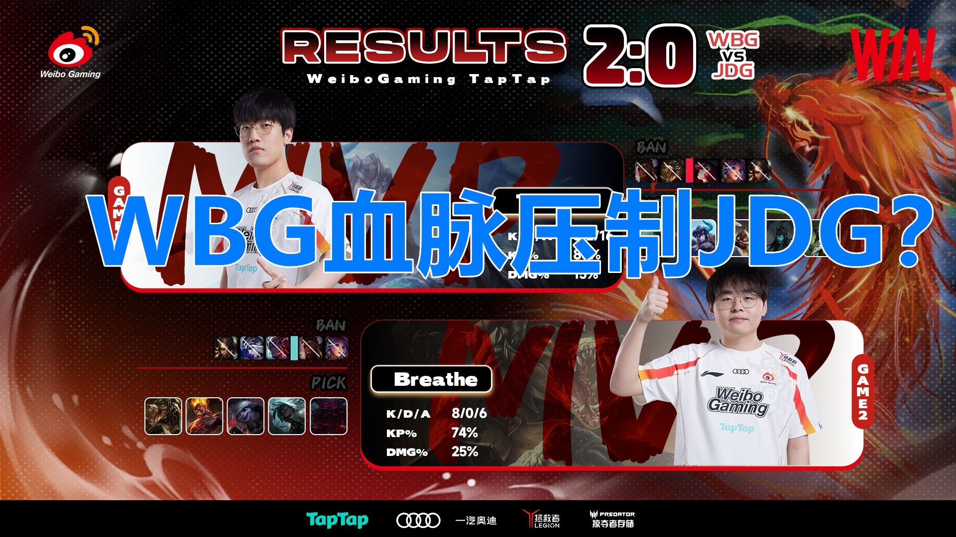 爆冷！登峰组内也有自己的充电宝，WBG零封JDG，这是血脉压制？