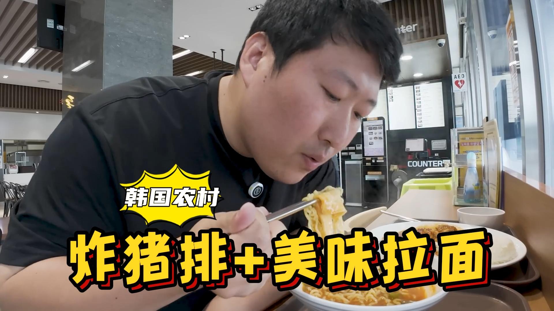 独自一人在服务区吃炸猪排和拉面，两者真是绝配，太好吃了！