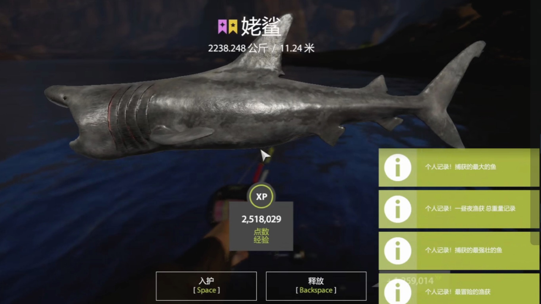 转播2.2t星姥，17.58中鱼   0.10起完鱼  斑驳！！！