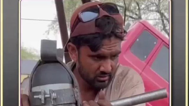 热铆固定 巴铁师傅采用热铆固定方式固定卡车大梁