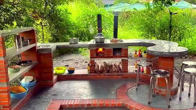 农村手艺人习得一门好手艺，修建的柴火灶既实用且还非常的漂亮！