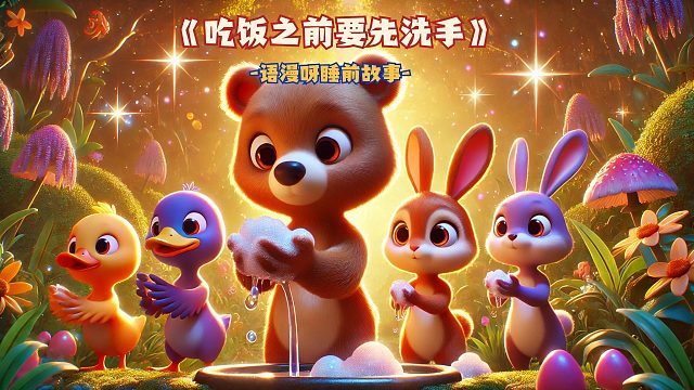 儿童睡前故事-《吃饭之前要先洗手》