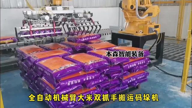 全自动机械臂大米双抓手搬运码垛机
