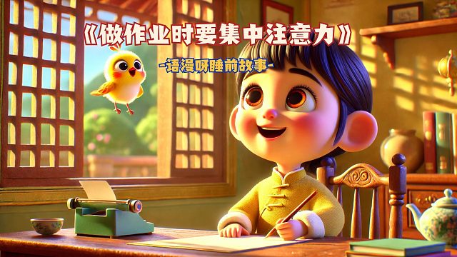儿童睡前故事：《做作业时要集中注意力》