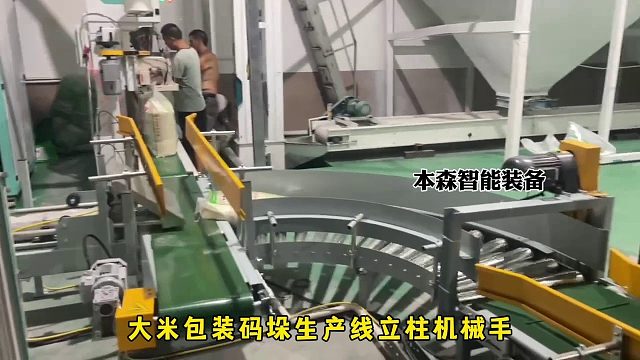 大米包装码垛生产线立柱码垛机械手