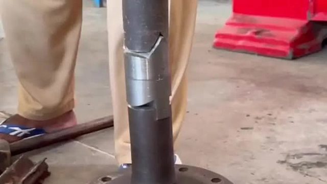 巴铁师傅采用卯榫拼接方式将断裂的卡车半轴修复如初全过程