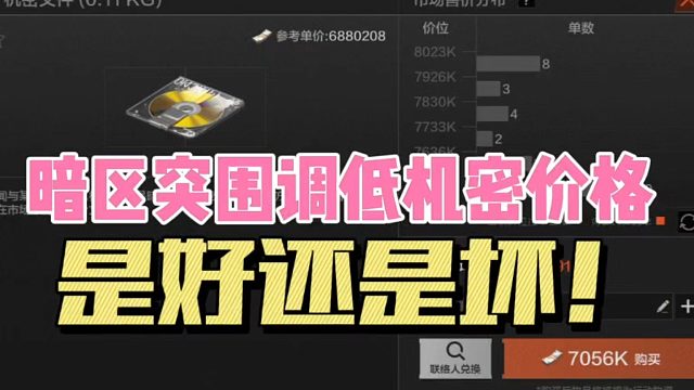 暗区突围调低机密价格，是好还是坏？