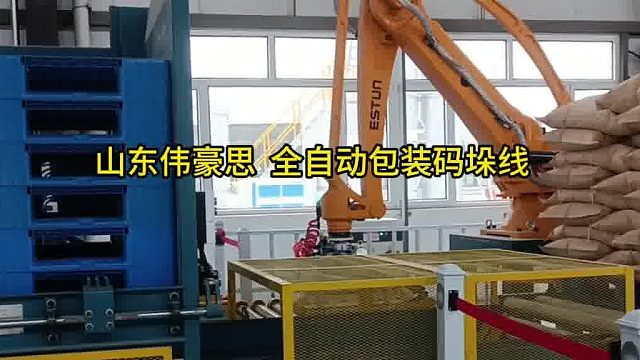 云南包装码垛系统现场 饲料粕全自动包装码垛线