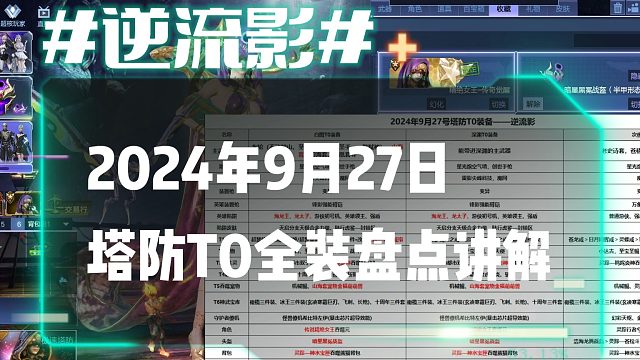 逆流影851：塔防T0全装盘点讲解2024.9.27