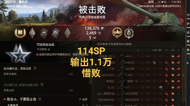 114SP--输出1.1万--惜败