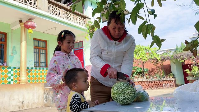奶奶打工回来，买了一个西瓜，切开竟然不是瓜