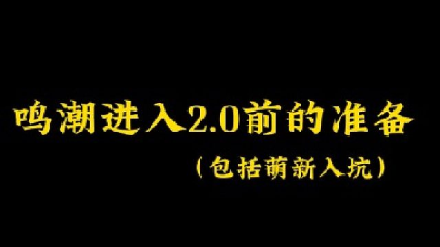大黄蜂-鸣潮进入2.0前的准备
